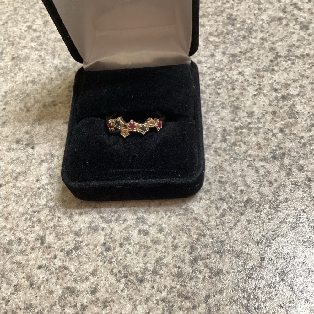 10kt sapphire and ruby ring.